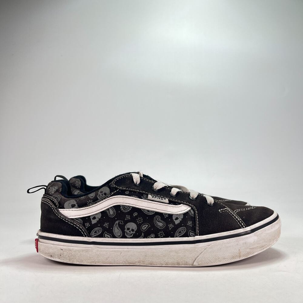 Vans Filmore Sk8 Black White Skull Print Low Top Skate Shoes 500714 Youth Size 6